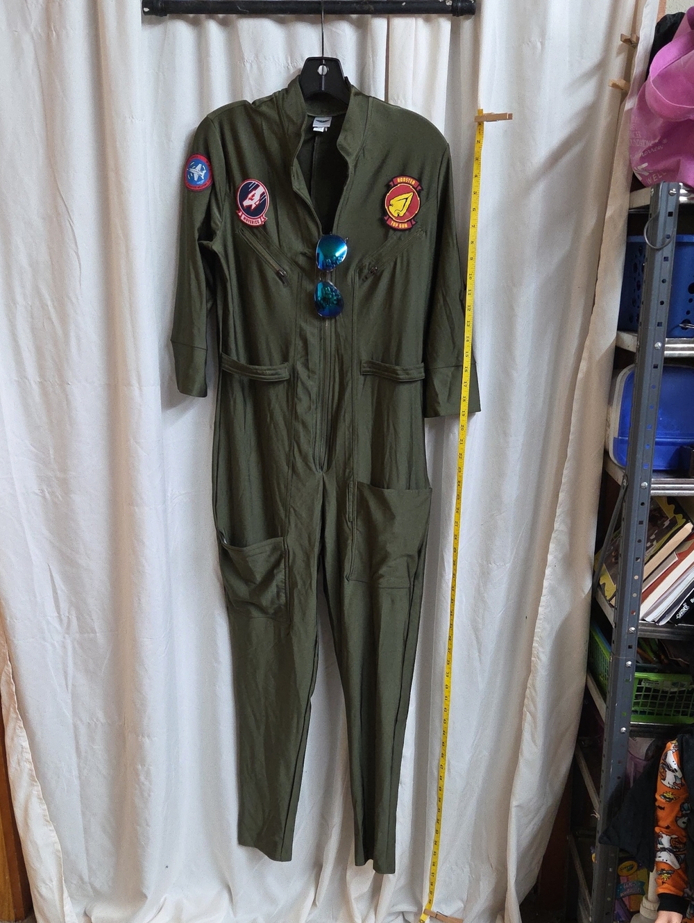Women’s Top Gun Maverick Green Costume With Patches Womens Large 10-12